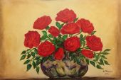 Obraz - Czerwone róże w wazonie